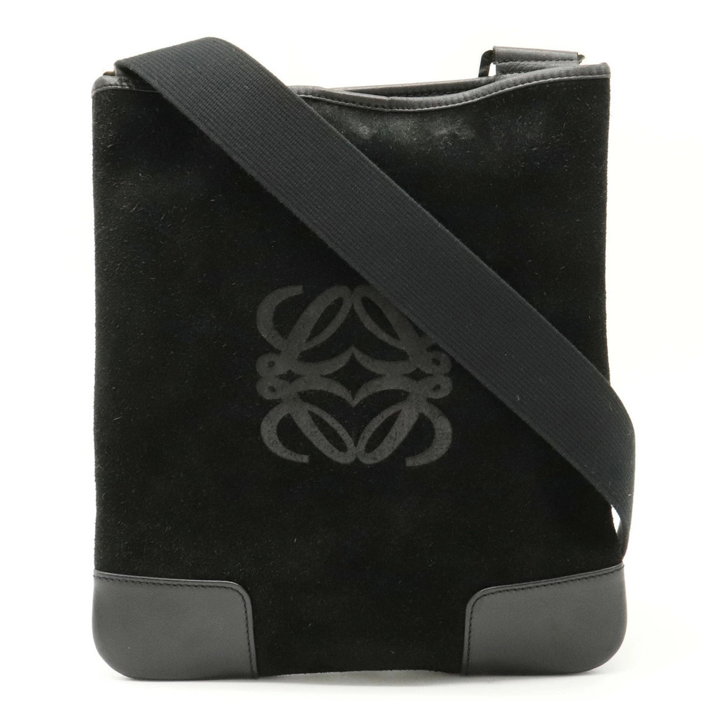 Loewe Anagram Crossbody Bag Suede Leather Black
